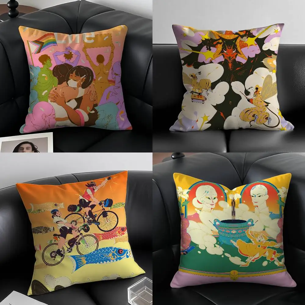 

Art Illustrations By J-J-Jerwin D-Dee Pillow Case Custom Printed Brushed Fleece Pillow, Baby Skin-Touch, Eco-Friendly Dye-Sublim