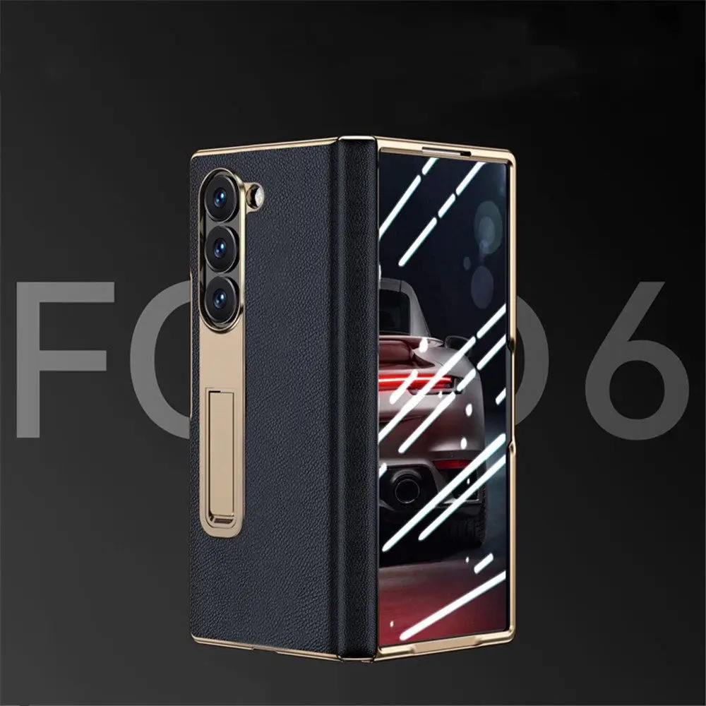 プレミアム牛革レザーブラケットフリップケース Samsung Galaxy Z Fold7 6 ヒンジカバー用