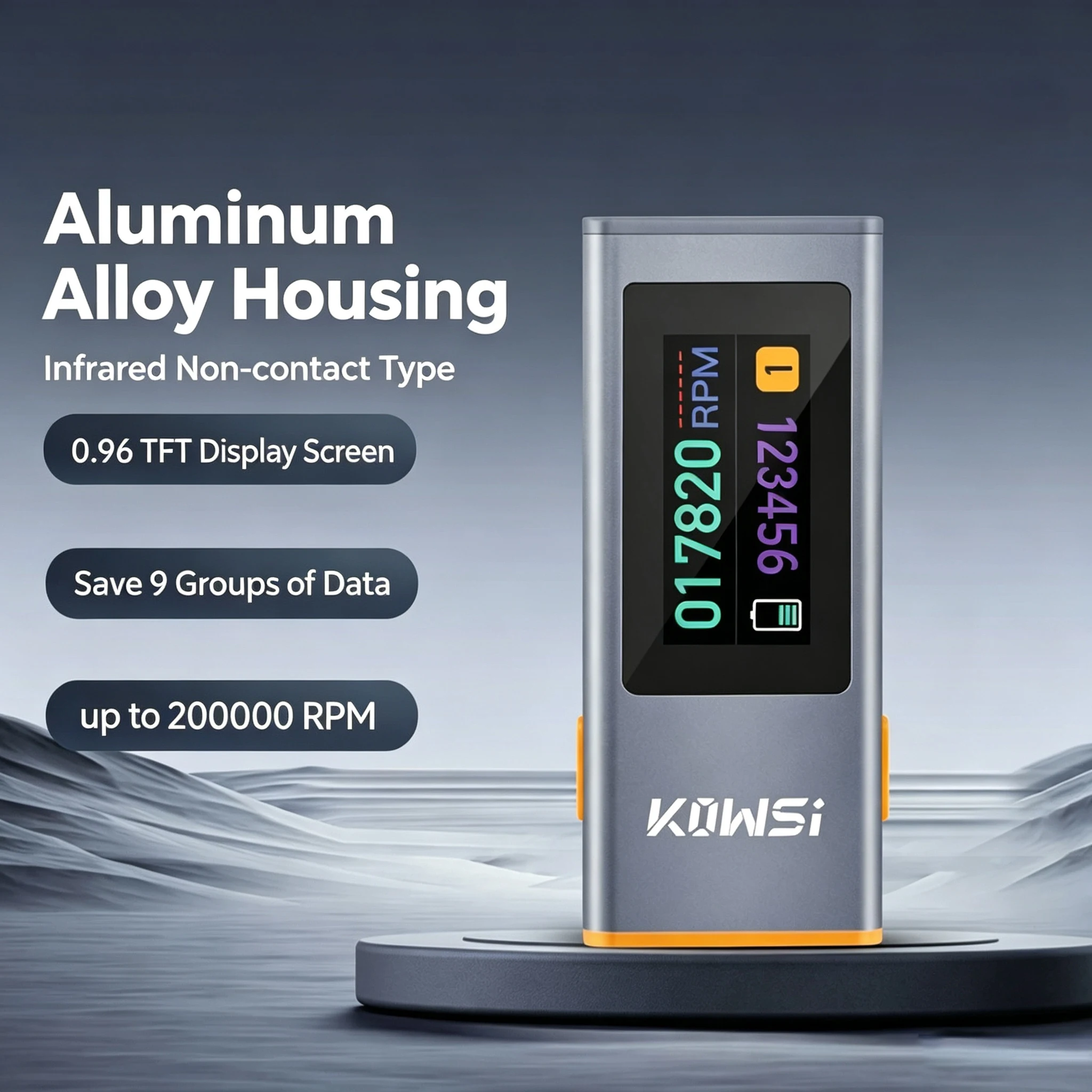 KWS-ZS2508 Digital Laser Tachometer 300~200000RPM Infrared Non-Contact RPM Meter Speed Meter for Motor Engine Speed Measurement