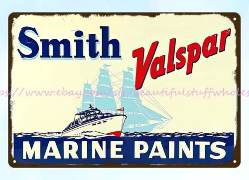 modern art restaurant pub 1960s Smith Valspar Marine Paints metal tin sign