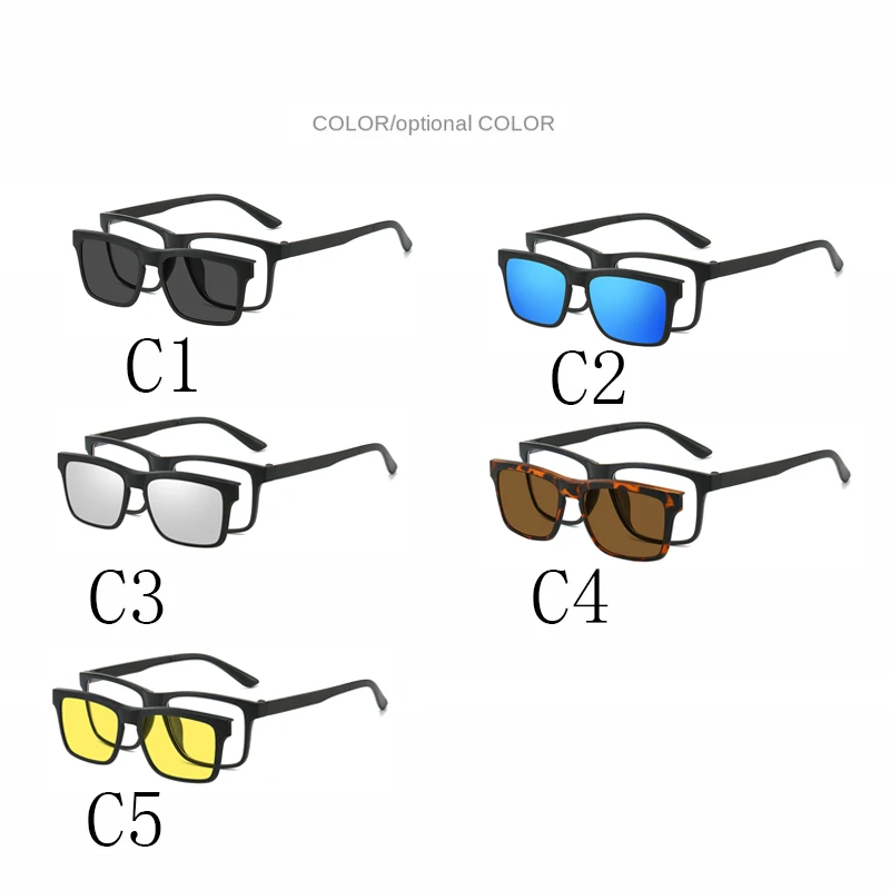 PC 2In 1 New Style Magnet Clip On Glasses Frame Trend fishing Driving Sunglasses For Men 2024 Optical Computer Glasses UV400