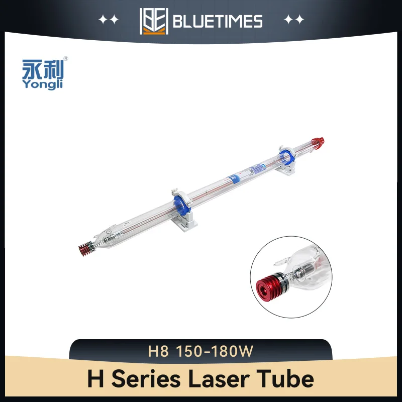 BLUETIMES Yongli H8 Series Upgraded Metal Head 150W-180W CO2 Laser Tube For Laser Cutting Engraving Machine