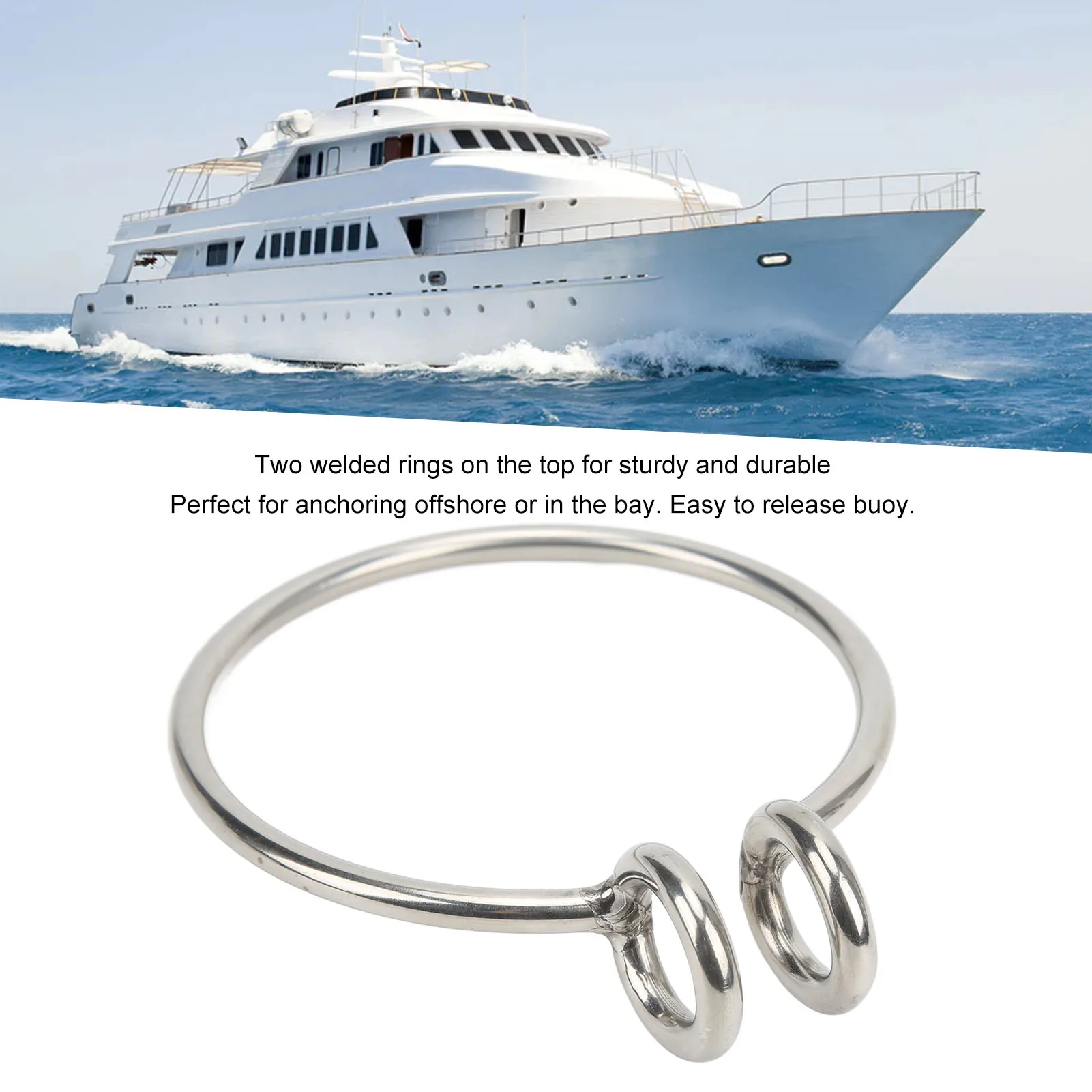 New 8mm Marine Anchor Retrieval Ring Anchor Retrieving System Stainless Steel Polished for Boat Yacht Fishing