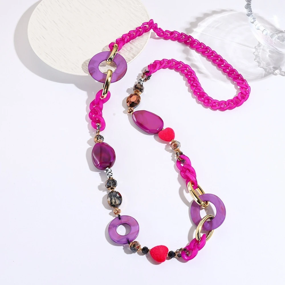 Geometric Fried Dough Twists Necklaces Acrylic Men Women Luxury Personality High Grade Versatile Long Necklace Fashion Jewelry