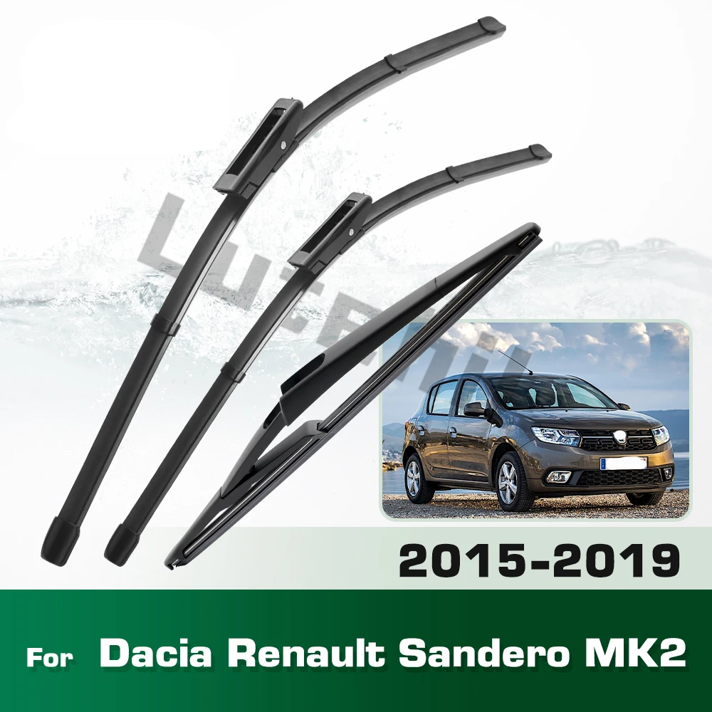 Scheibenwischer LHD Vorne und Hinten Wischerblätter Set Für Dacia Renault Sandero 2015 - 2019 Windschutzscheibe Windschutzscheibe Fenster Pinsel 22 "+ 19" + 11"