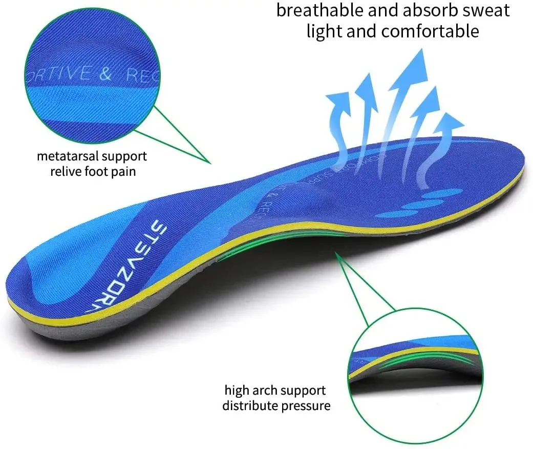 2 Pairs Heavy Duty High Arch Support Insoles,Comfort Orthotics Insoles Plantar Fasciitis,Flat Feet,Heel Pain,Foot Pain Relief