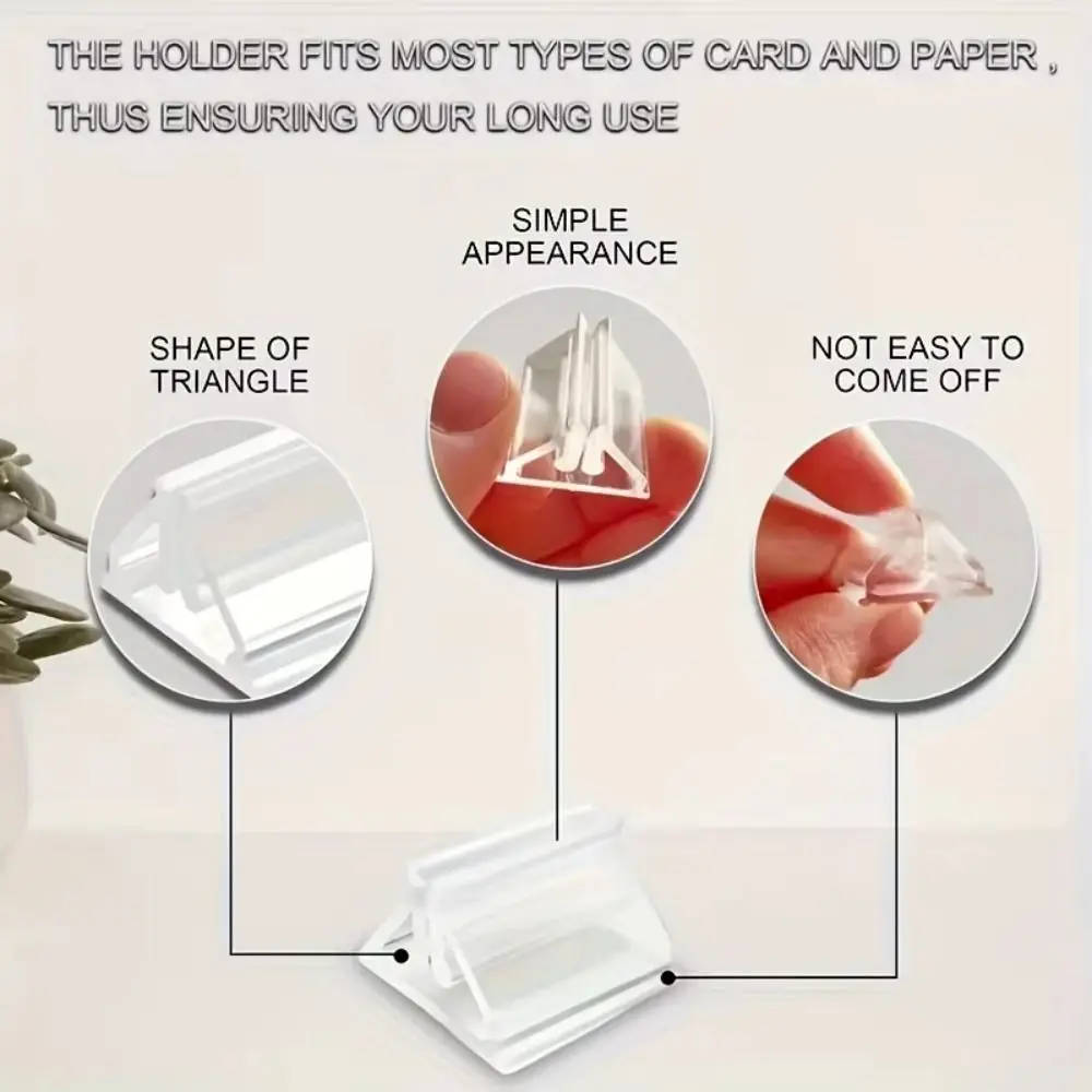 24pcs Acrylic Card Holder Multi-functional Durable Board Markers Holder Transparent Card Display Stands Party Favor Supplies