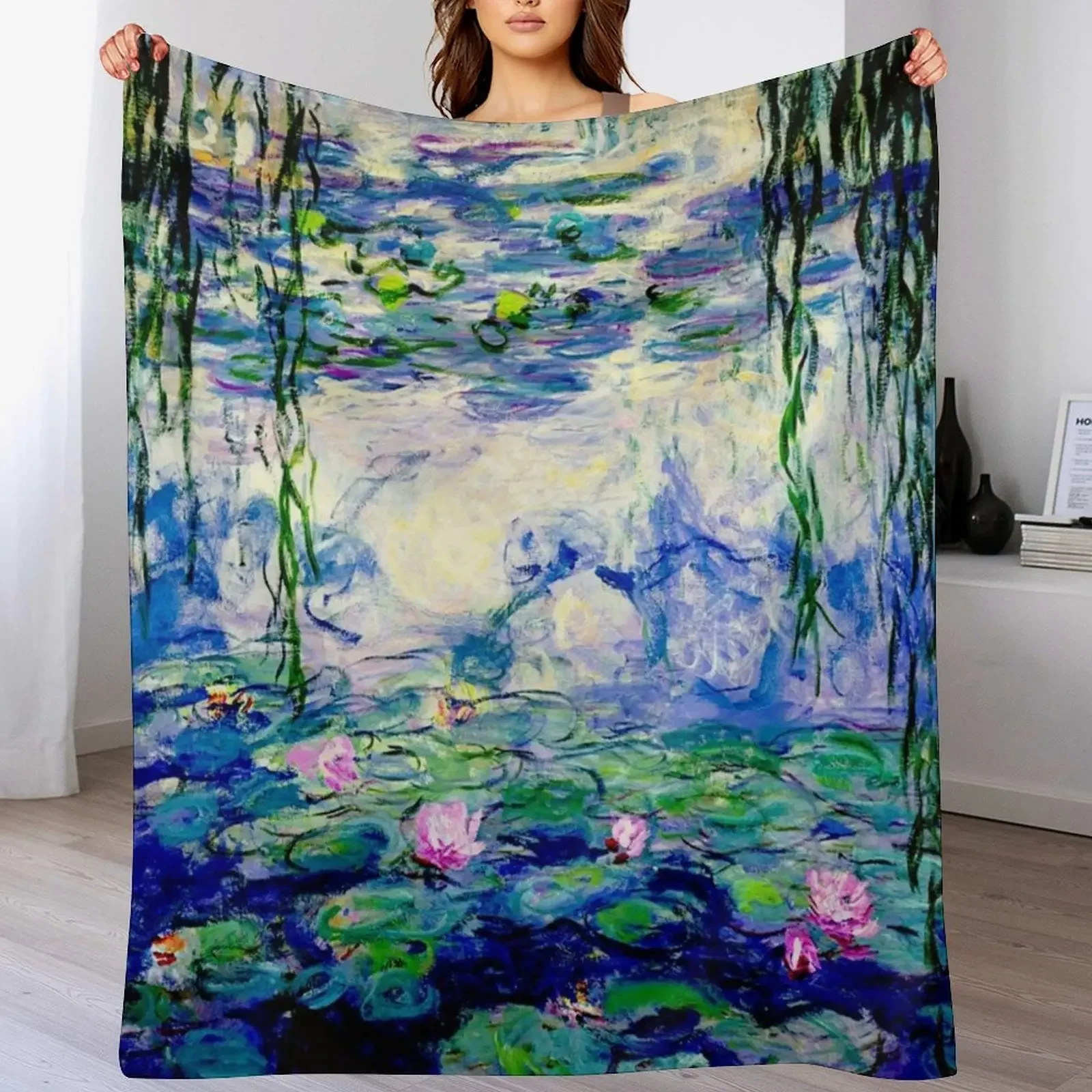 Claude Monet Water Lilies Landscape of Water and Reflection Throw Blanket Hairys for sofa Softest Blankets