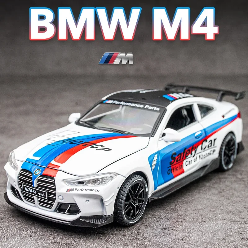 

1:32 BMW M4 Supercar Alloy Car Model With Pull Back Sound Light Children Gift Collection Diecast Toy Model A469