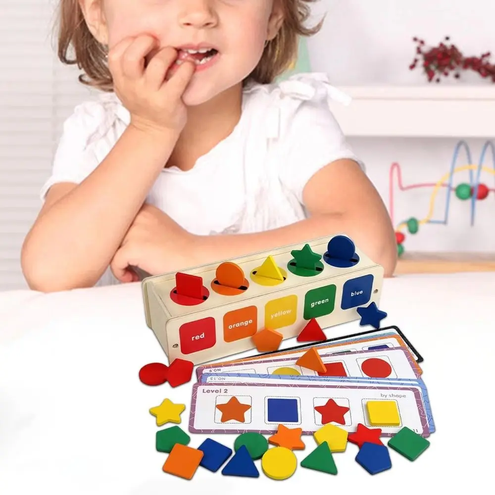 Geometrische cognitie Houten vorm Sorteerdoos Puzzel Montessori Vorm en kleur Sorteren Handwerk Veelkleurig