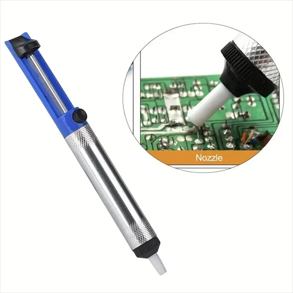 Aluminium Desoldering Suction Pump Solder Suction wire Suction Tin Pen Removal Device Blue Vacuum Soldering Iron Desolder