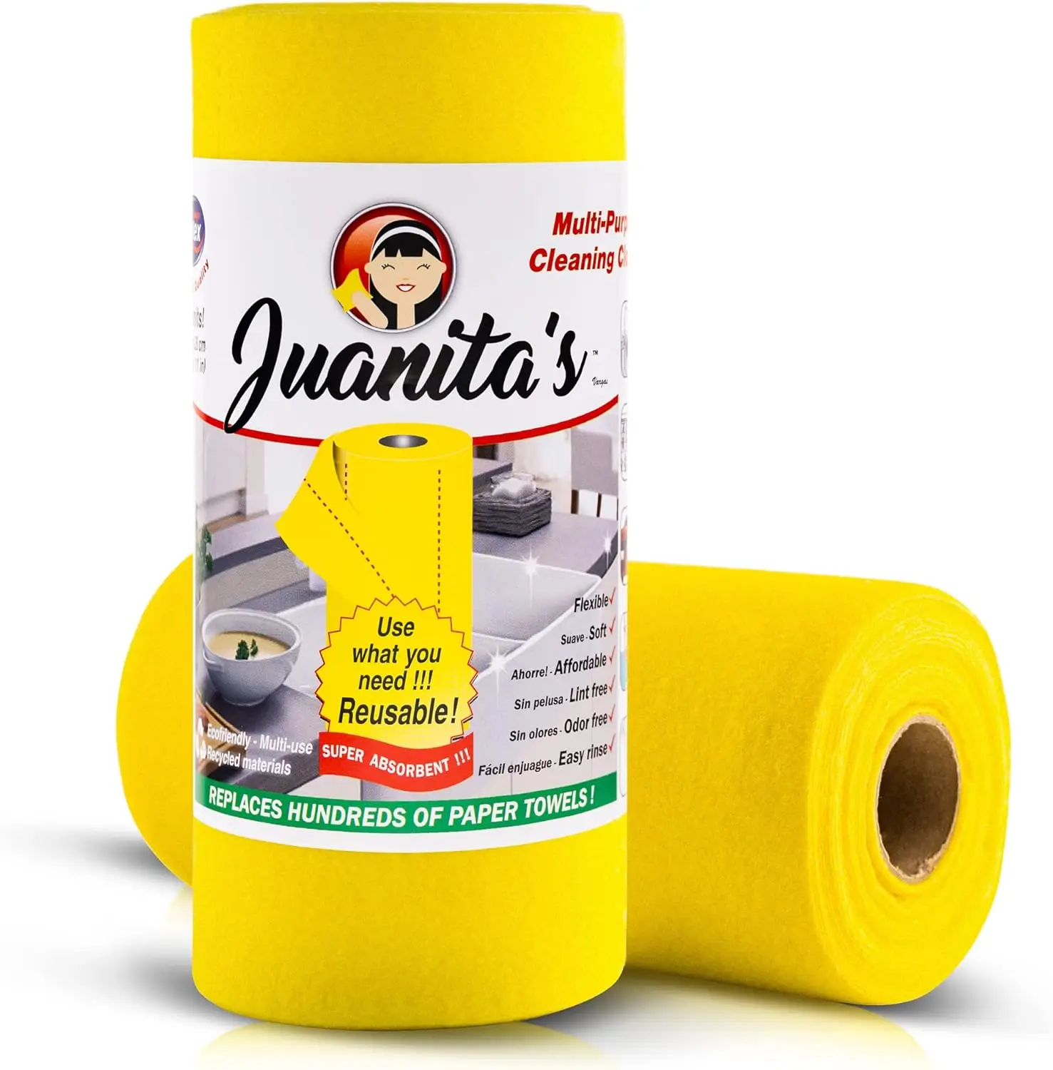 

Reusable Paper Towels, 25 Sheet Roll - Washable & Eco-Friendly, Ultra-Absorbent, Lint-Free, Zero Waste Alternative