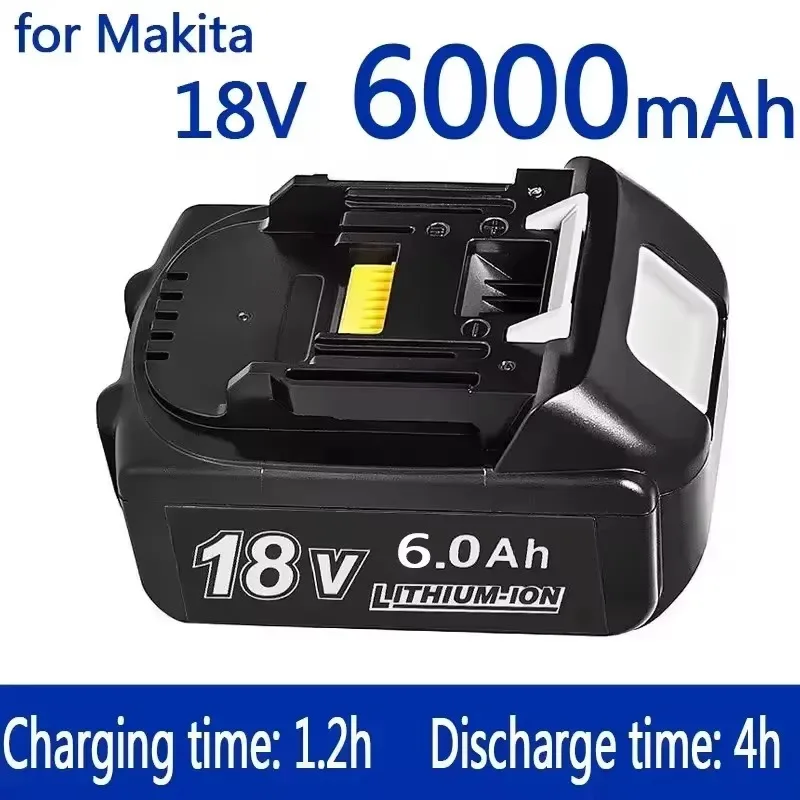 Batteria ricaricabile Makita 18V, batteria ad alta capacità, 6000mAh, 6.0Ah, adatta per smerigliatrici angolari, batteria originale al 100%.