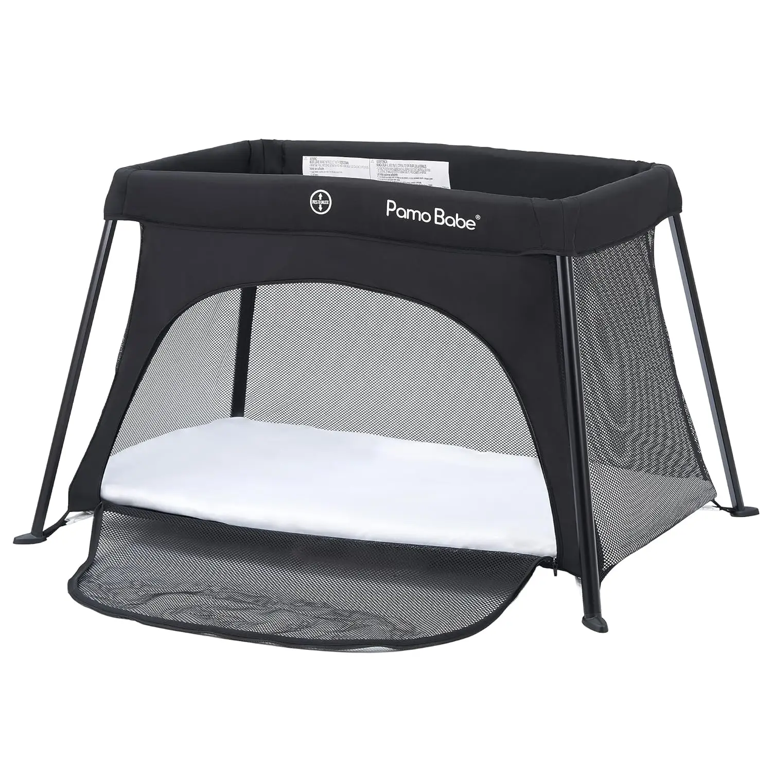 Lightweight Travel Crib with Mattress, Compact Play Yard and Detachable Legs for Easy Portability
