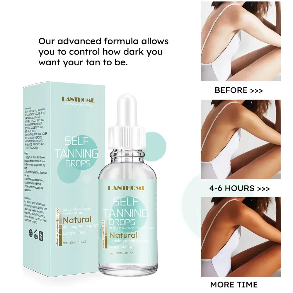 Lanthome 30ml Self-Tanning Drops Body Lotion Natural Tanning Oil for Skin Care Without UV Damage Absorb Quickly Sun Tan Body Oil