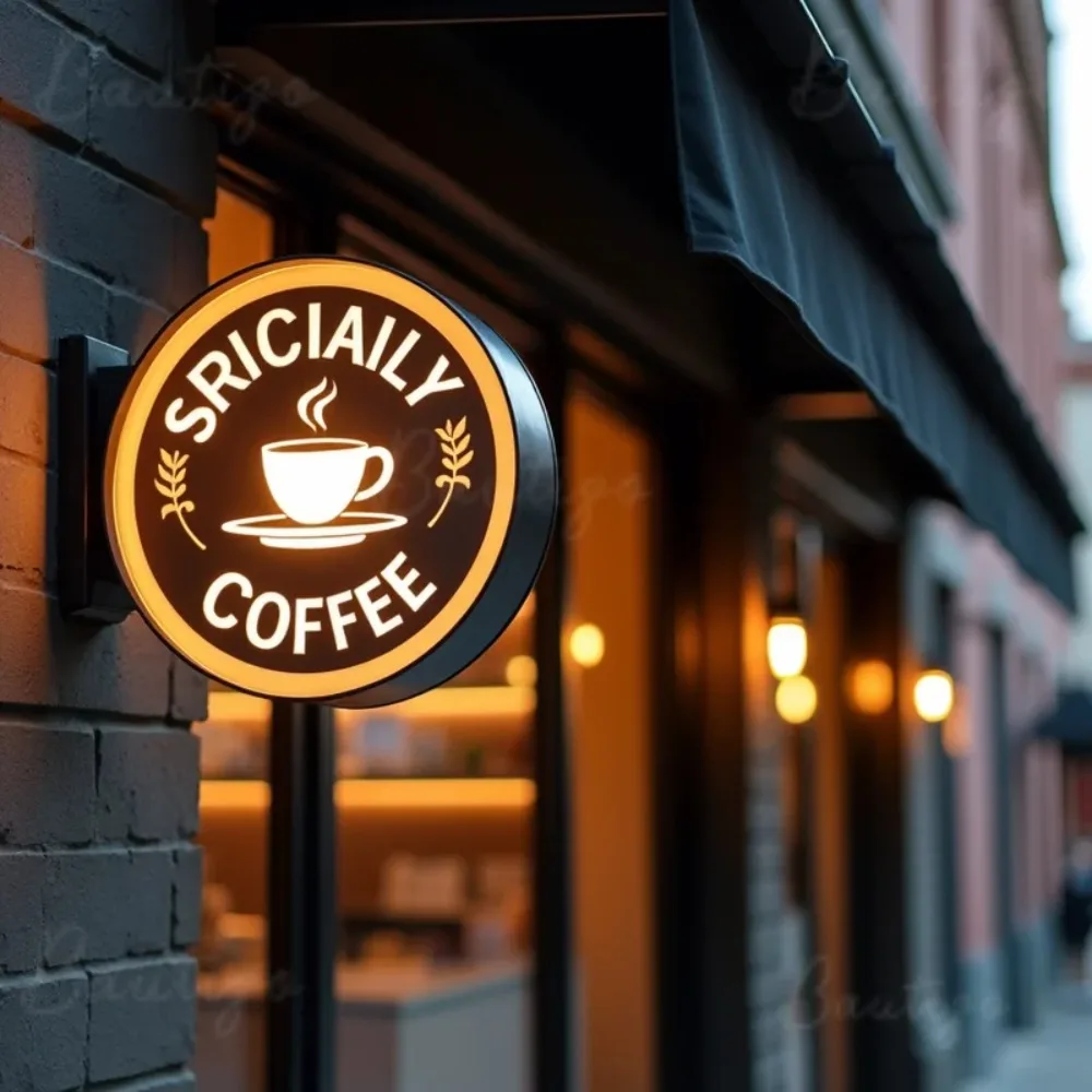 Custom Waterproof Round Acrylic LED Light Box for Shops Double Sided Bright Advertising Sign LED Lighting Wall Mounted Display