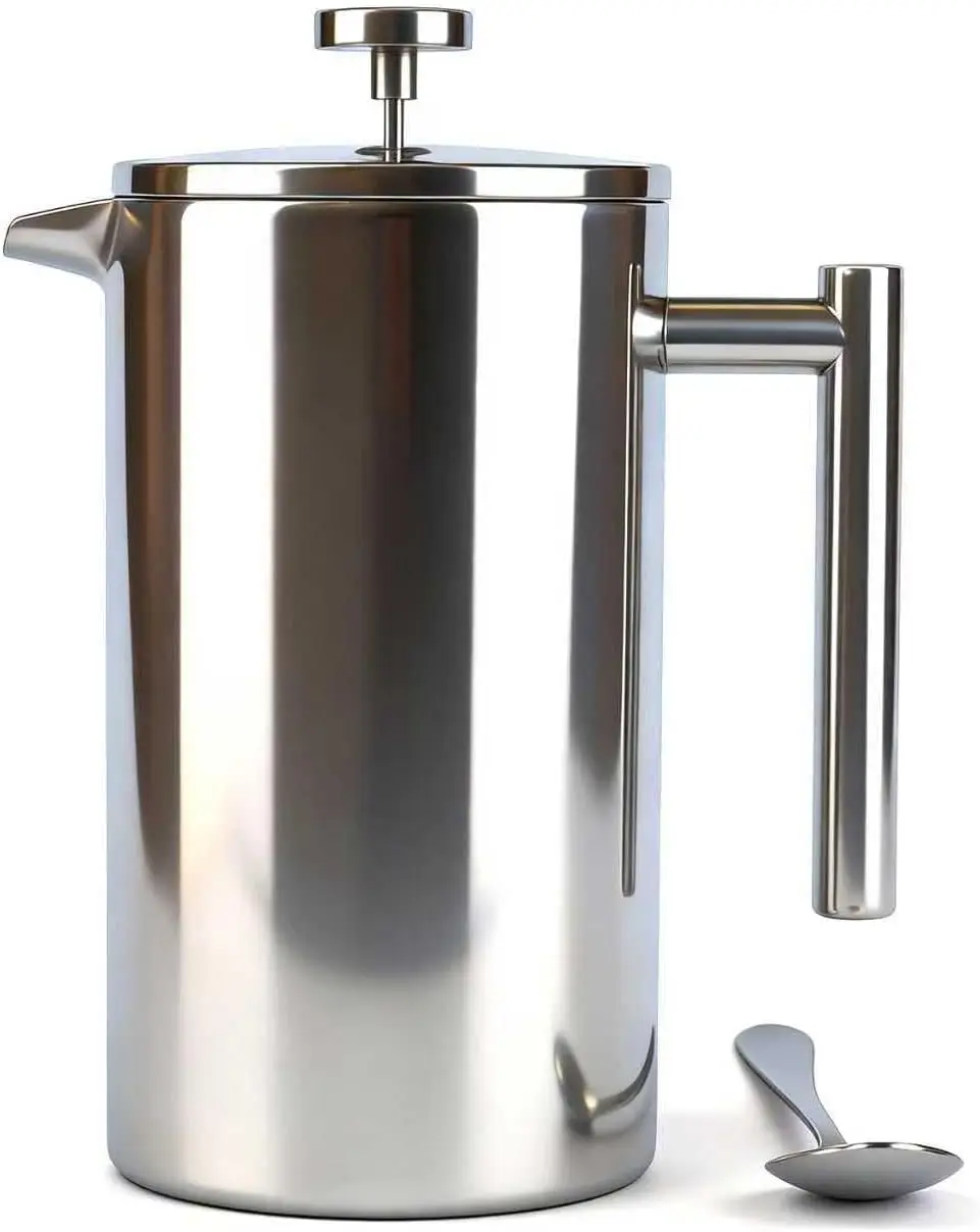 

61 oz (1.8L) Stainless Steel French Press Coffee Maker, Extra Large Insulated Double Wall, 18 Cups