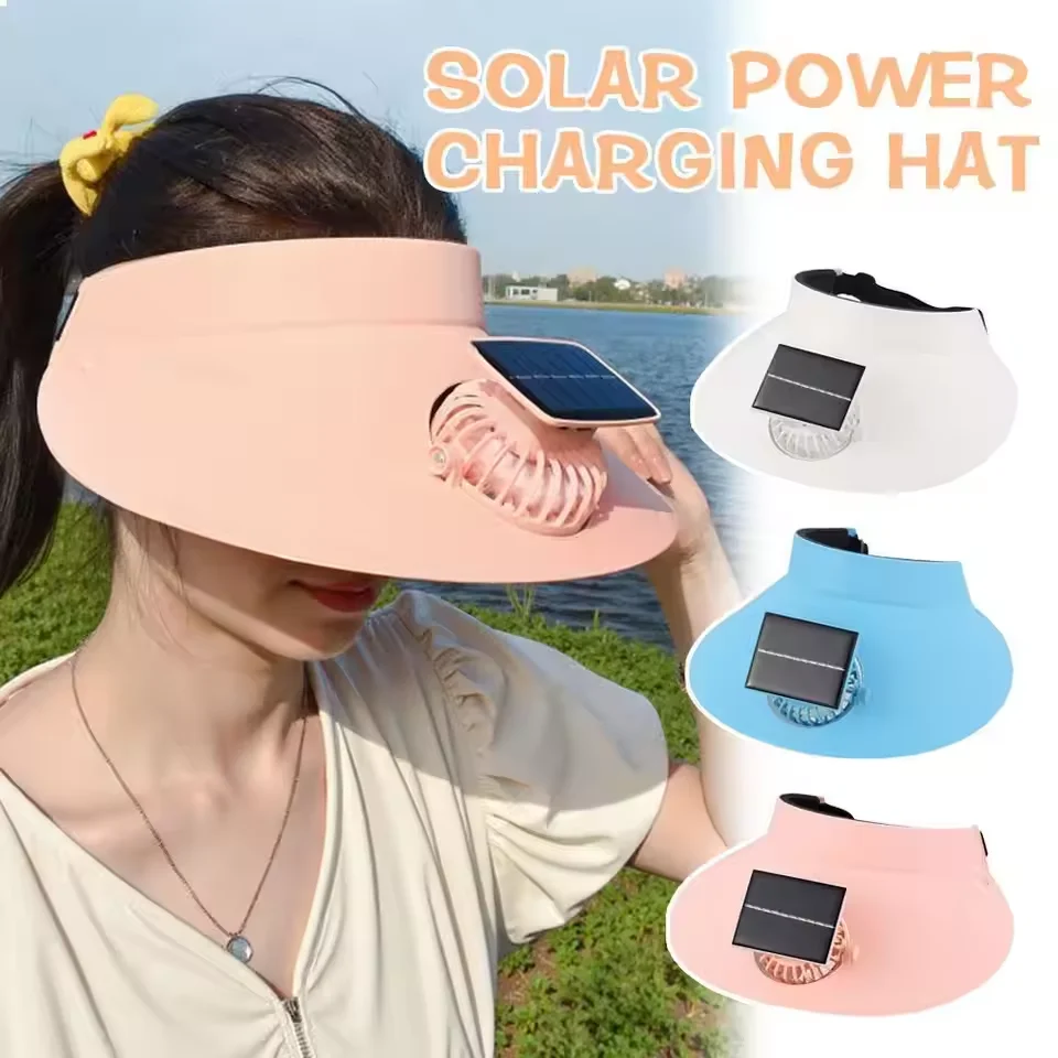 

Sun Visor Hat with Fan Summer Sun Protection Hat Solar & USB Charging Breathable Cooling Fan Hat for Outdoor Camping Beach Cap