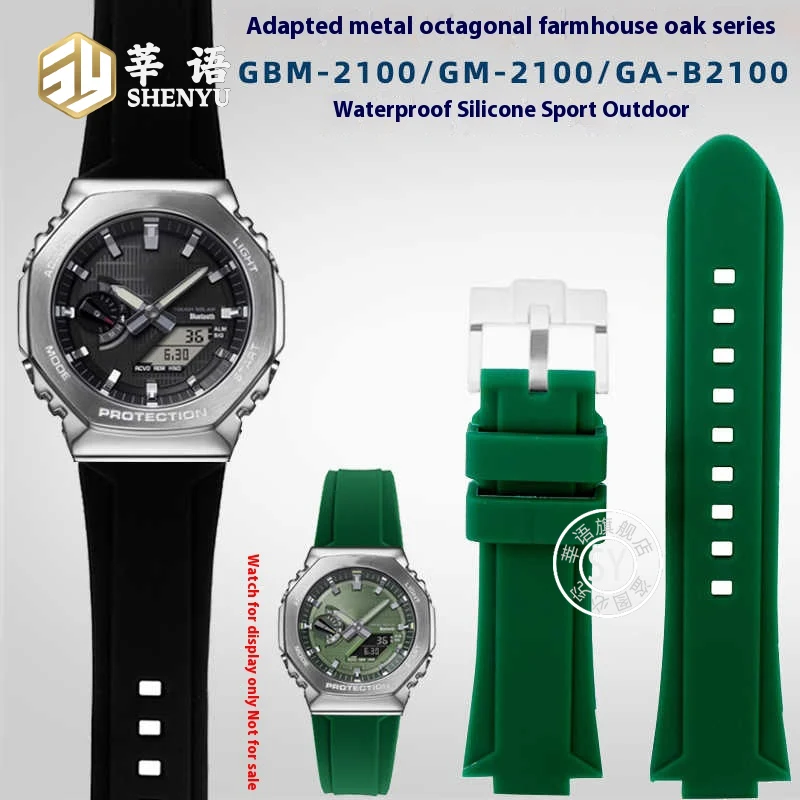 Pulseira de silicone especializada GA-2100 para modelos octogonais de metal Casio GBM-2100/GM-2100/GA-B2100 silicone macio à prova d'água