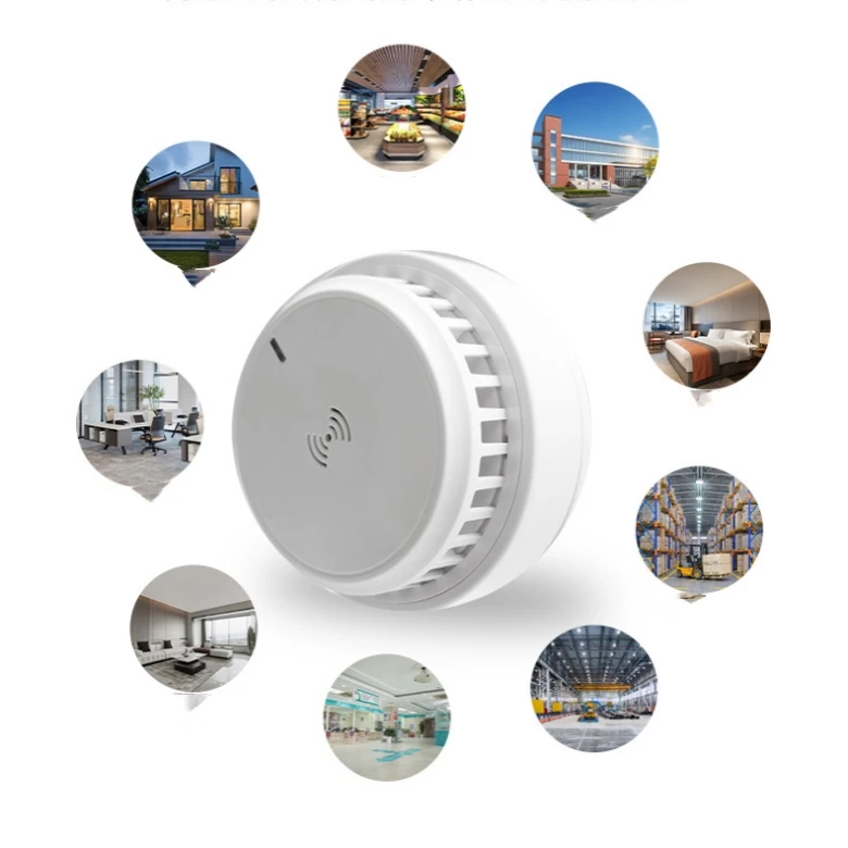 Smart Wireless Plastic Cover Fire Cigarette Smoke and Carbon Monxide Alarm Detector Powered By AAA Battery Temperature Sensor