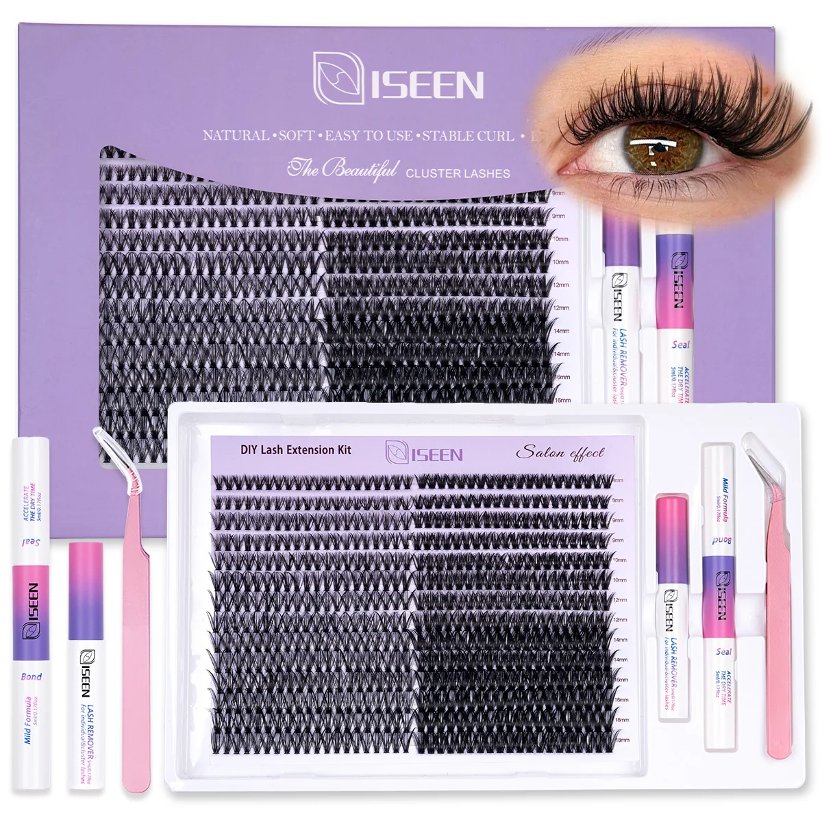 Eyelash Clusters Kit Large Capacity Wispy Lashes