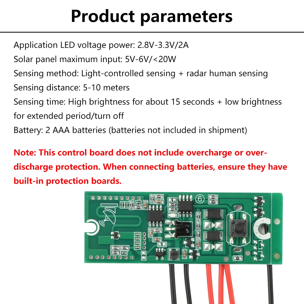 3.2V 3.7V Scheda di controllo del driver della luce solare Interruttore automatico Interruttore fotoelettrico Interruttore del sensore di movimento umano con telecomando