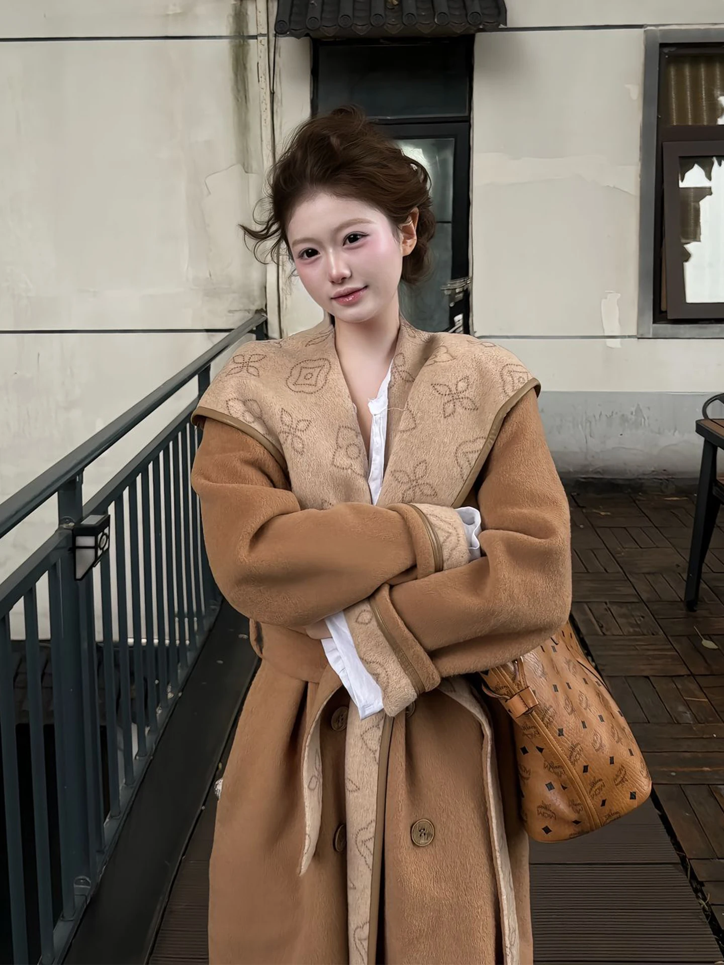 

XZY plus Size Women's Long Woolen Coat with Belt High Waist Loose Fit Korean Sle Casual Autumn Winter Outerwear