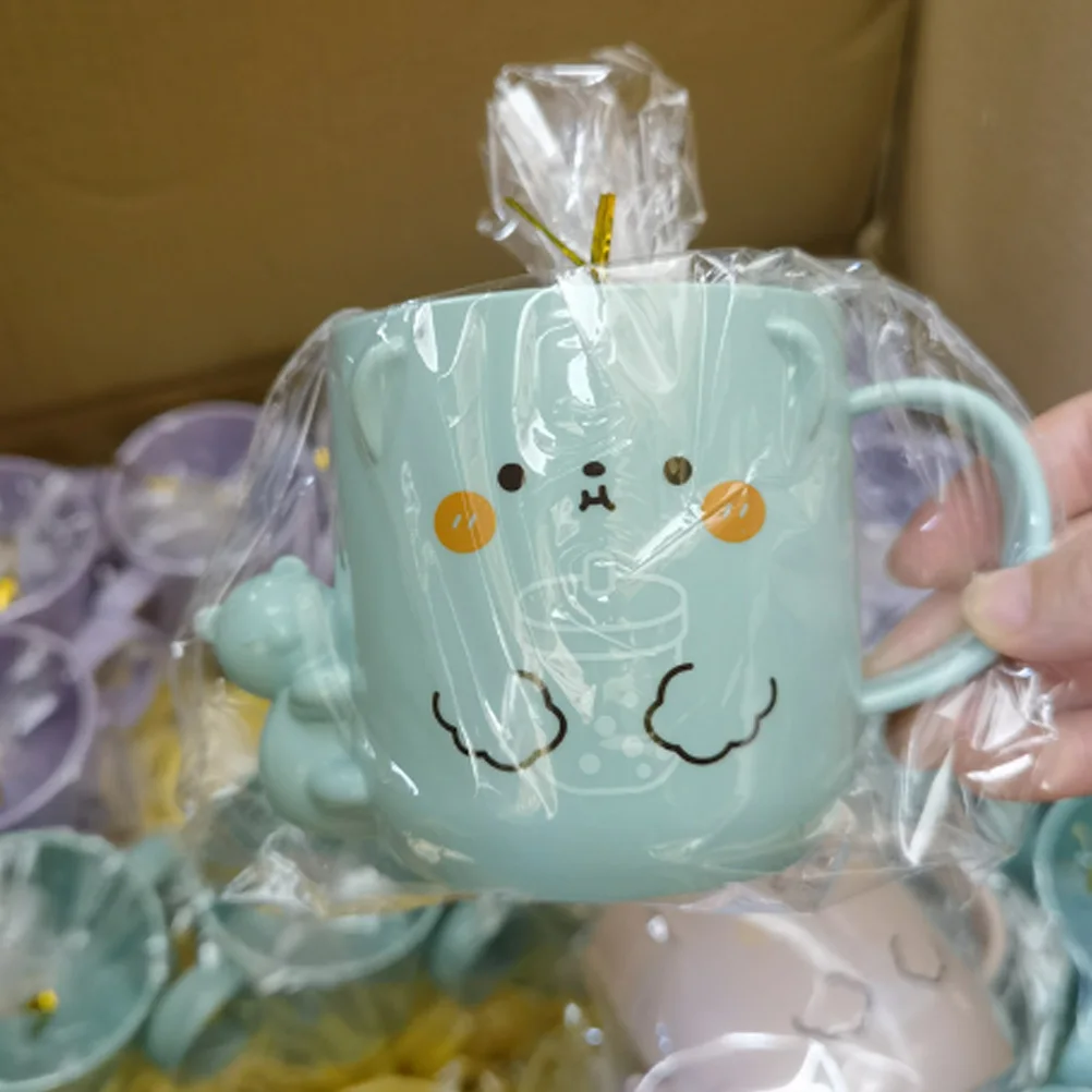 

2 pcs Cartoon Cute Plastic Kids Bathroom Cup Mouthwash Cup For Kids Bear Shape Portable Easy Clean Student Use