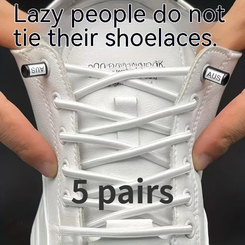 

5 пар/компл. эластичных шнурков, 100 см/3,37 дюйма, легко носить, прочные, удобные шнурки