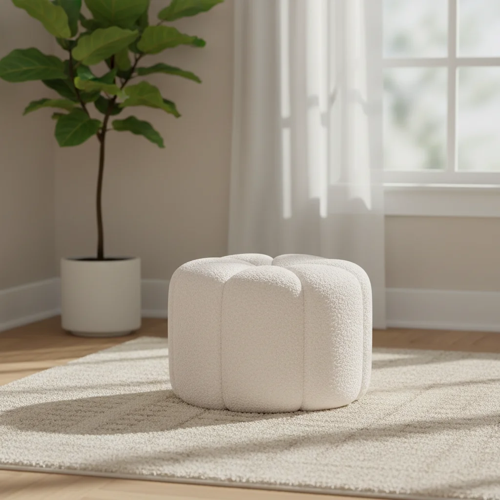 Factory Wholesale Round Modern Simple Style Bedroom Hotel Use Entry Shoe Changing Stool Footrest Ottoman Soft Tufted