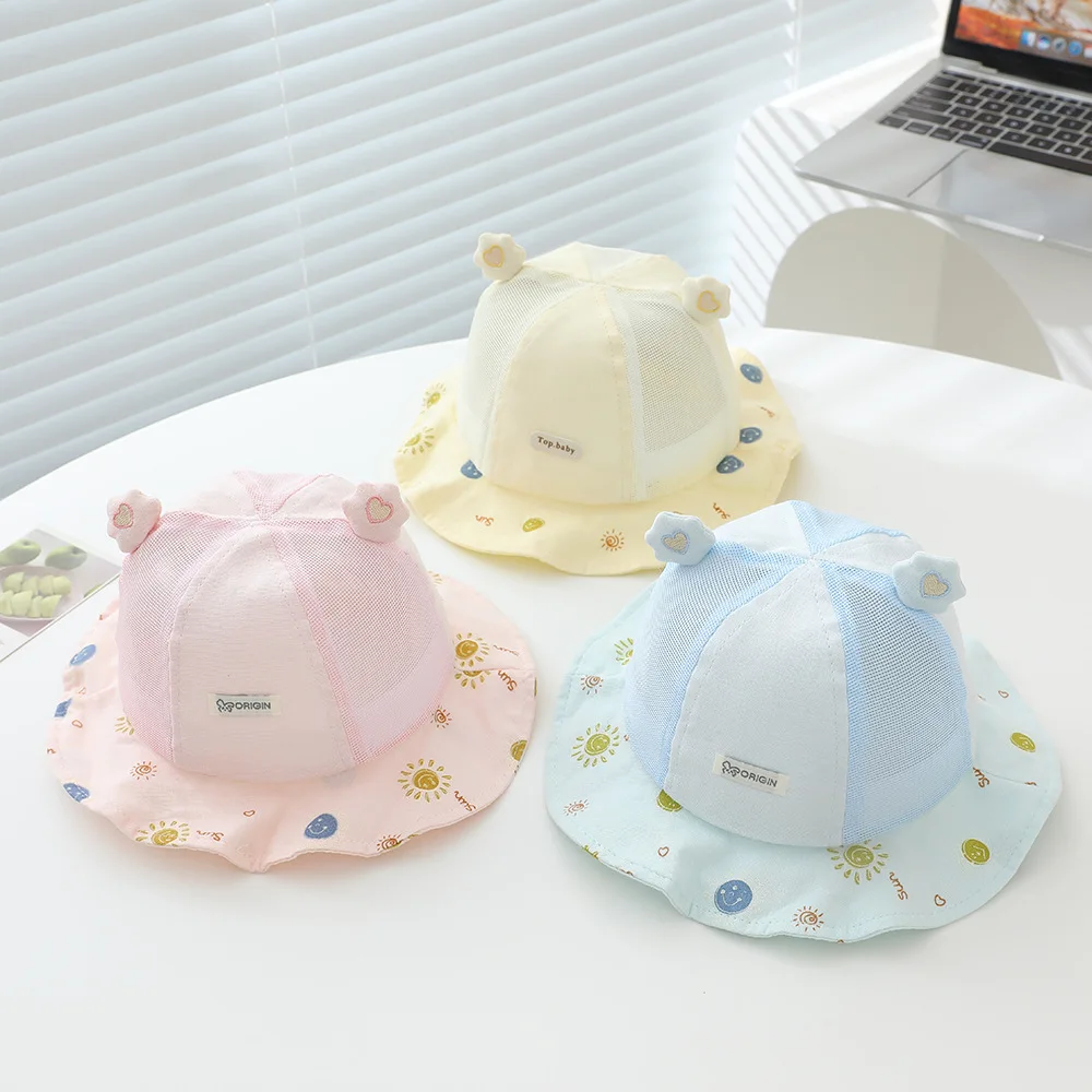 4-12M Baby-Sonnenhut Frühling Sommer Neu Atmungsaktiver Mesh-Dünner Kinder-Sonnenhut Outdoor Jungen Mädchen Panama-Hut Camping Strandmützen