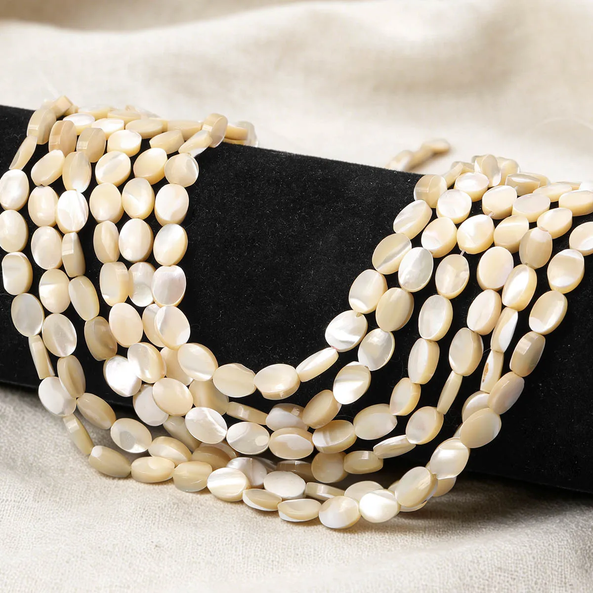 6x8mm 23Pcs Natural Cream Shell Oval Disc Spacer Beads Spacer Loose Beads for Jewelry Making DIY Bracelets Necklace Accessories