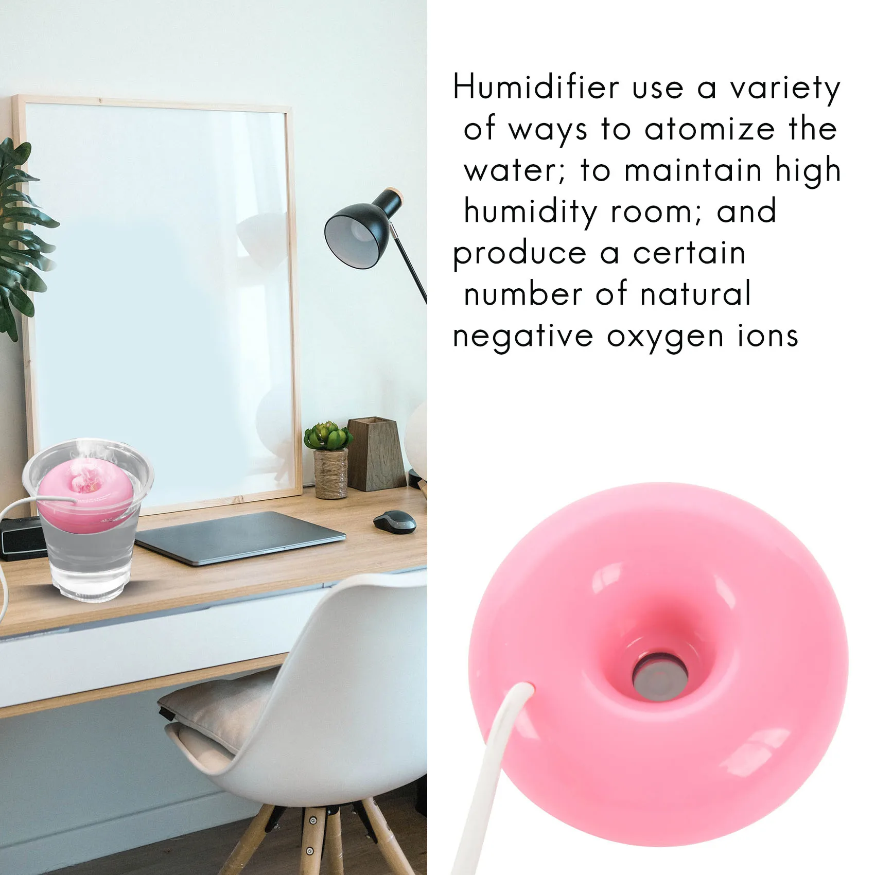 Pink donut humidifier usb office desktop mini humidifier portable creative air purifier PinkJAS