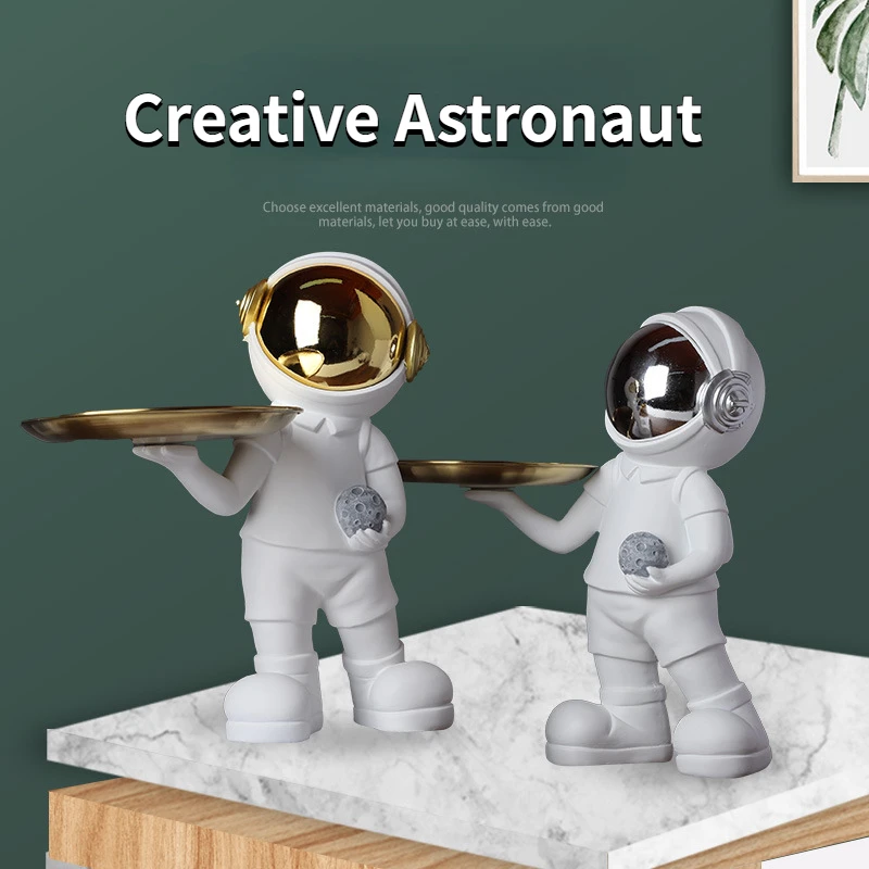 

Astronaut Tray Resin Ornaments Statue Living Room Spaceman Figurine Sculpture Tray Resin Living Room Crafts Decor Key Storage