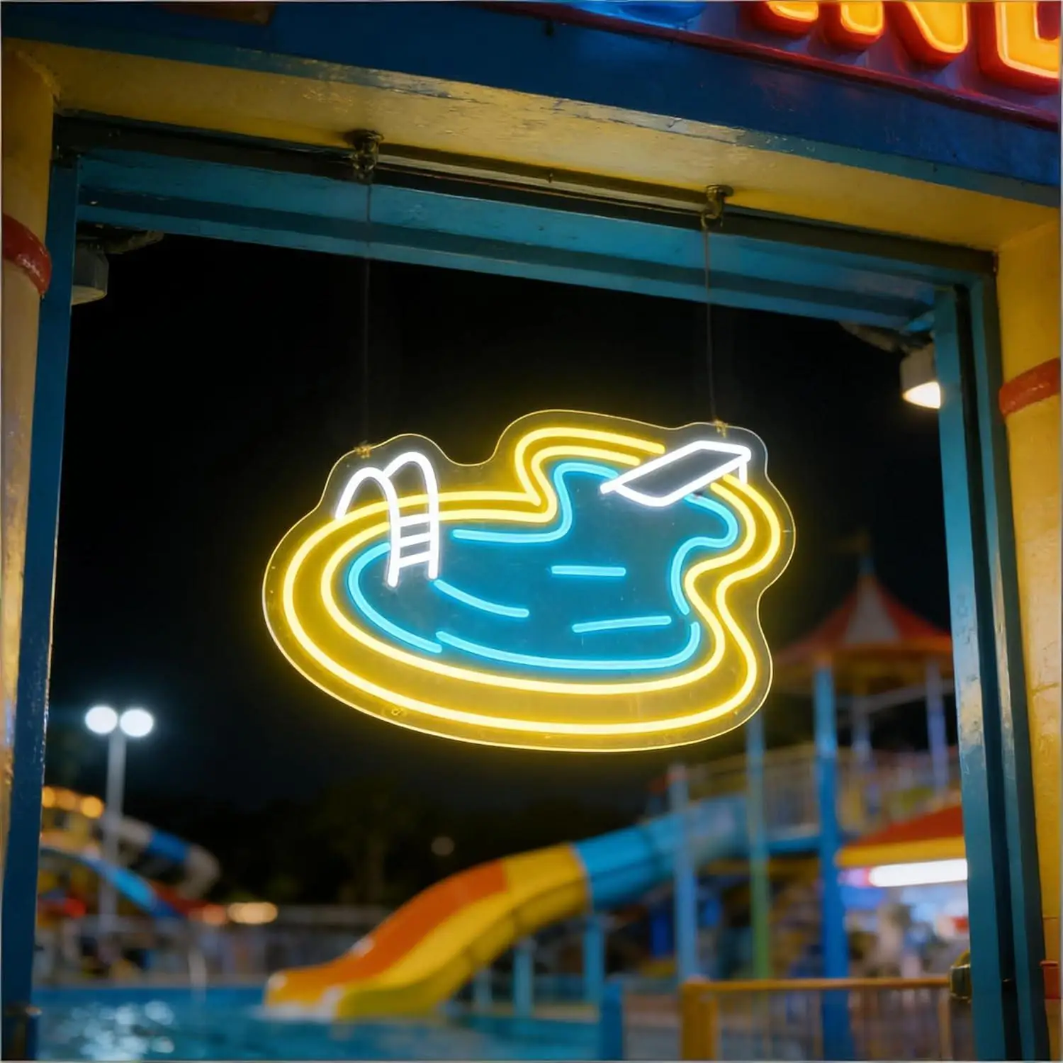 Swimming Pool Neon Sign USB Dimmable LED Light for Beach Resort Hotel Poolside Business Open Sign Wall Decor Night Light Gifts