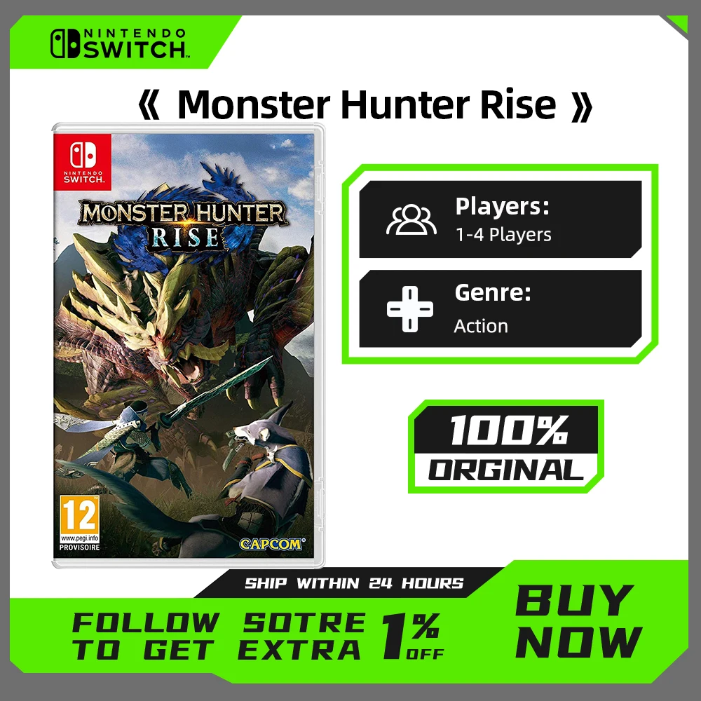 Monster Hunter Rise Nintendo Game Deals Physical Game Card Action Genre Support TV Tabletop Handheld Mode for Switch OLED Lite