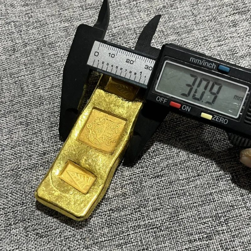 Daiqing Treasury Gold Ingot, Gold Bar, Real Brass Gilt Solid Gold Block Ornament