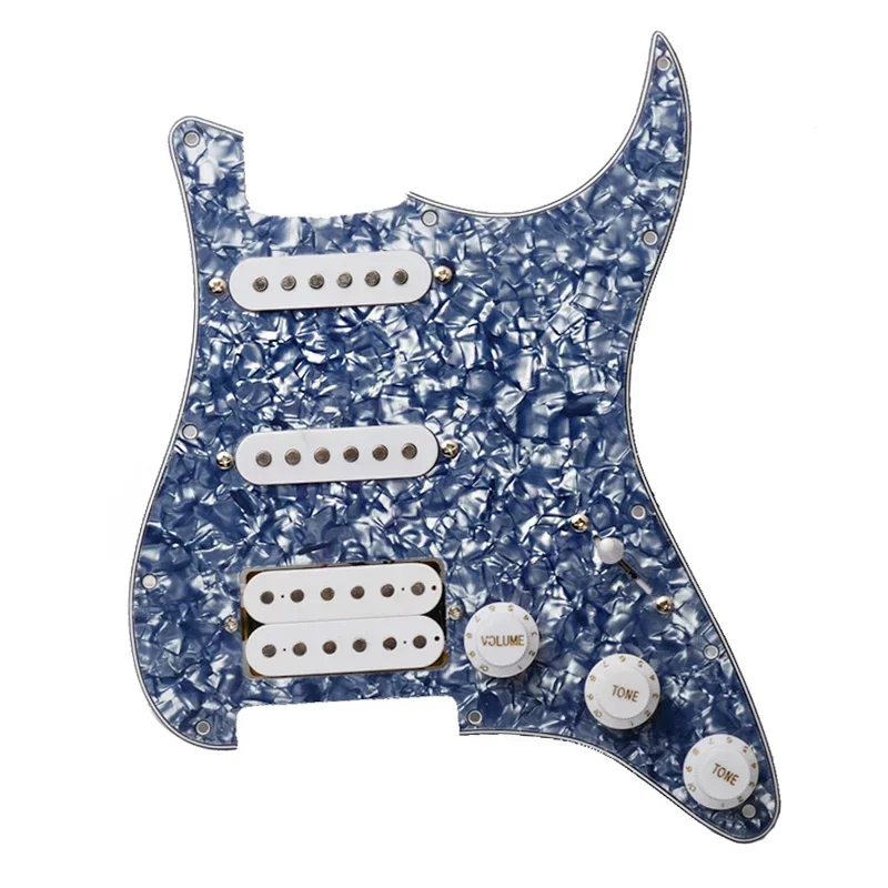 Multi Colour Electric Guitar Pickguard and White SSH Loaded Prewired scratchplate Assembly with White Pickup