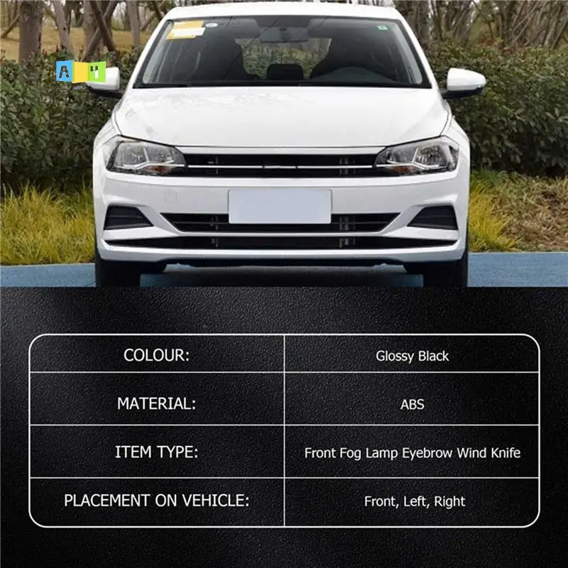 

A04E-1Pair Front Bumper Fog Light Eyebrow Wind Knife For VW Polo Plus 2019-2022 Fog Lamp Eyebrows Spoiler Splitter Trim Cover