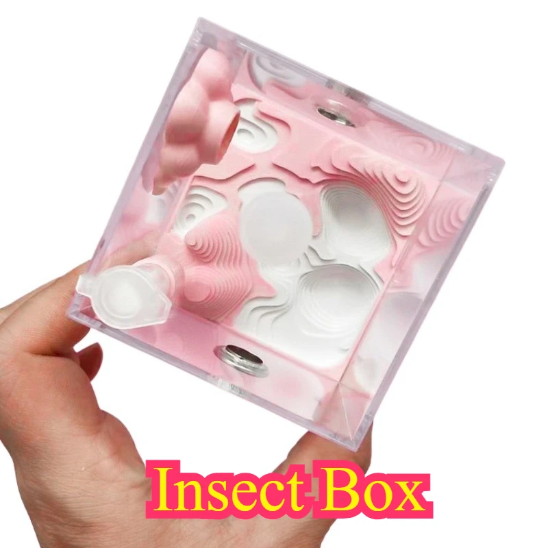 

Novelty Jumping Spider Nursing Cute Pink Theme Acrylic Box Desktop Small Reptile Pet Habitat Decor Transparent Square Enclosure