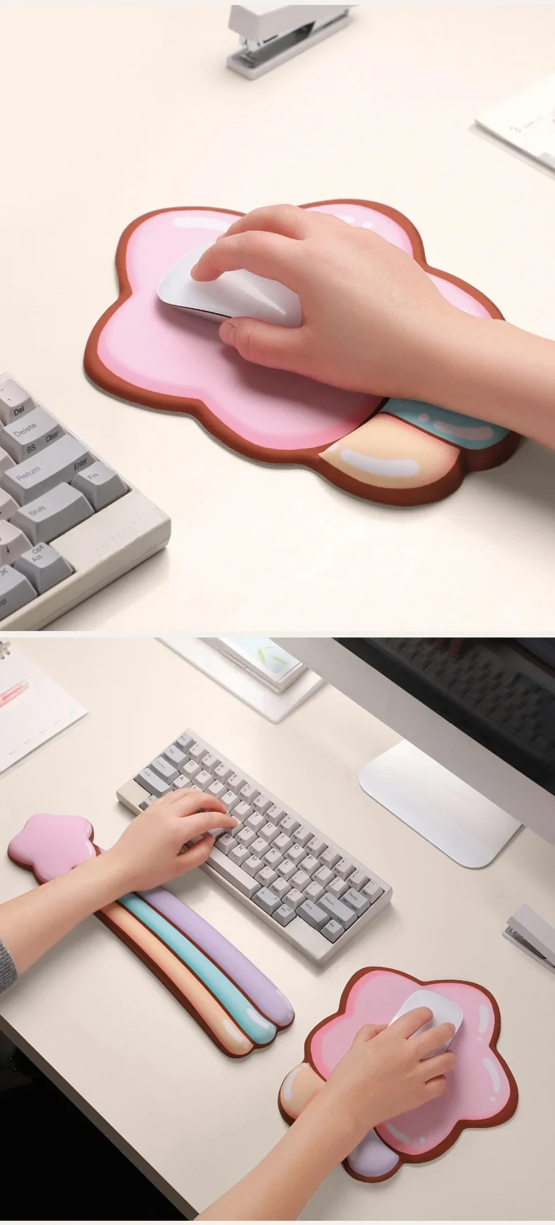 Mauspad mit Sternenmuster und Handgelenkauflage, ergonomische Schreibtischunterlage für Büro und Gaming, 4 Sternendesigns mit Farbverlaufsoptionen – Detail 8