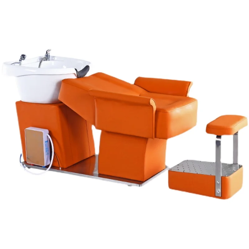 Barber Shop Hair Salon for Hair Salon Stainless Steel Shampoo Chair Factory Direct Sales Ceramic Basin Flushing Bed