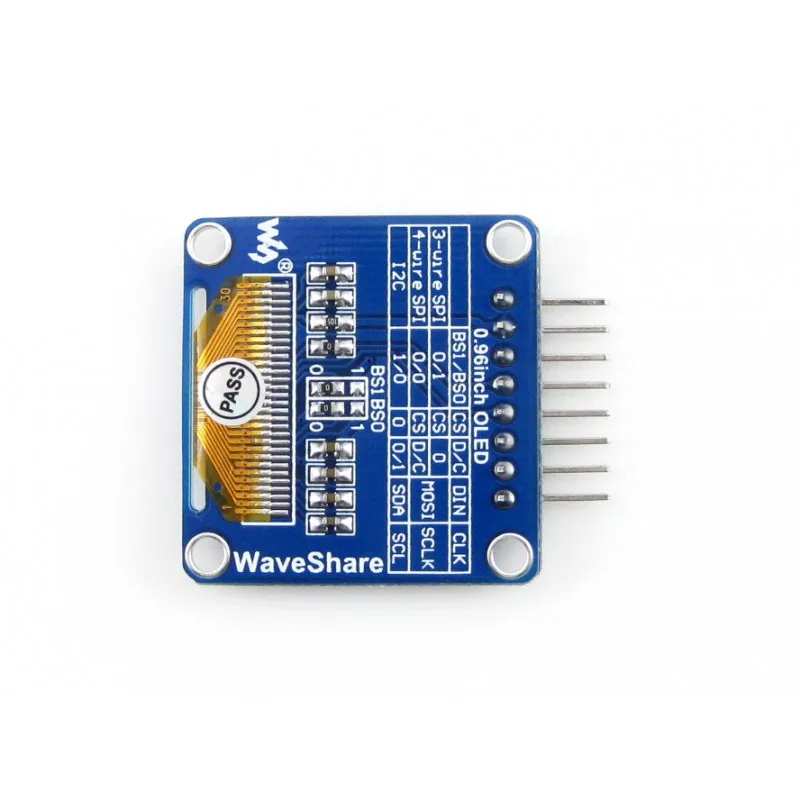 Waveshare 0.96inch OLED (A),SPI/I2C interfaces, angled/horizontal pinheader