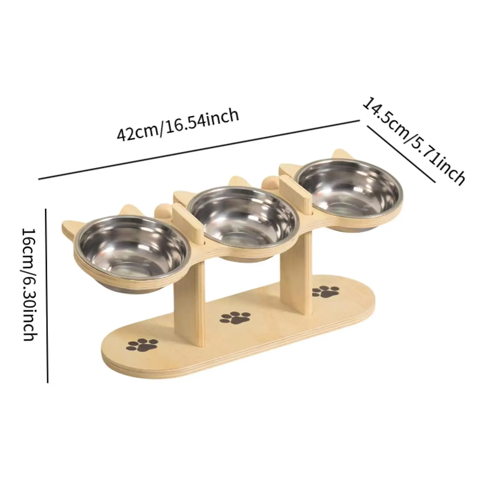 Comedero elevado madera para gato y perro pequeño – plato inoxidable - imagen 2