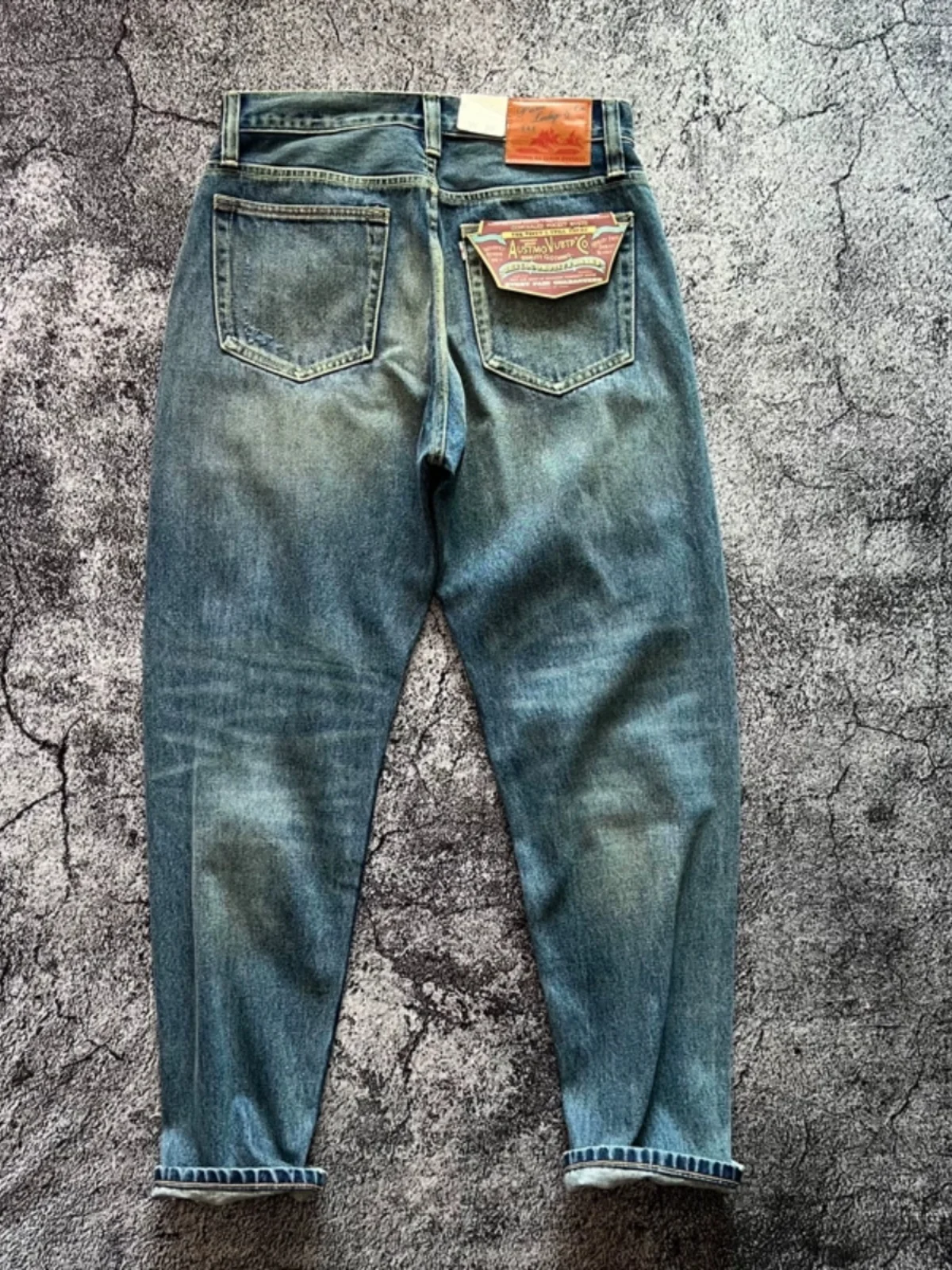 100% Cotton Ripped Hole Yuppie Washed Denim Jeans for Men American Vintage Casual Selvedge Straight Pants High Quality Amekaji