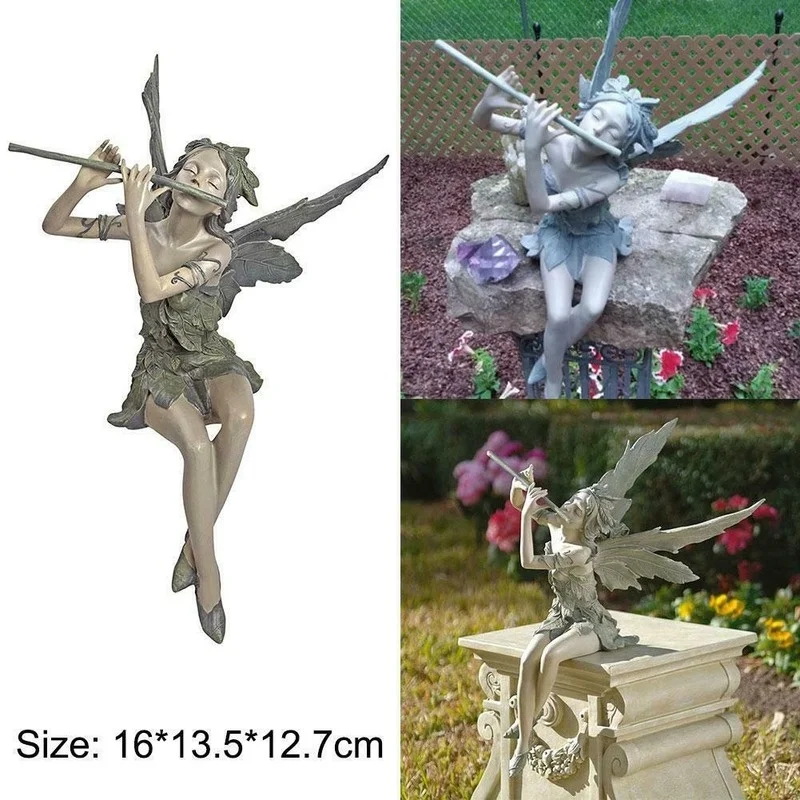 Flute Fairy Flower Fairy Statue Garden Decoration Angel Wing Resin Craft Decoration