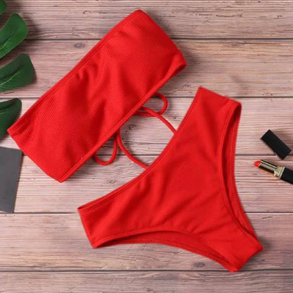 Summer Vacation Pink High Waist Swimwear High Waist Bikini Set Bathingsuit Summer Beachwear Brand New Casual Style