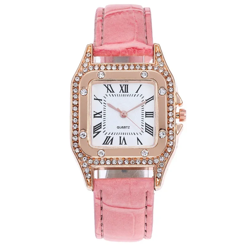 Square Luxury Diamond Women Watches Set Leather Waterproof Female Quartz Wristwatch Relogio Feminino Reloj Mujer Christmas