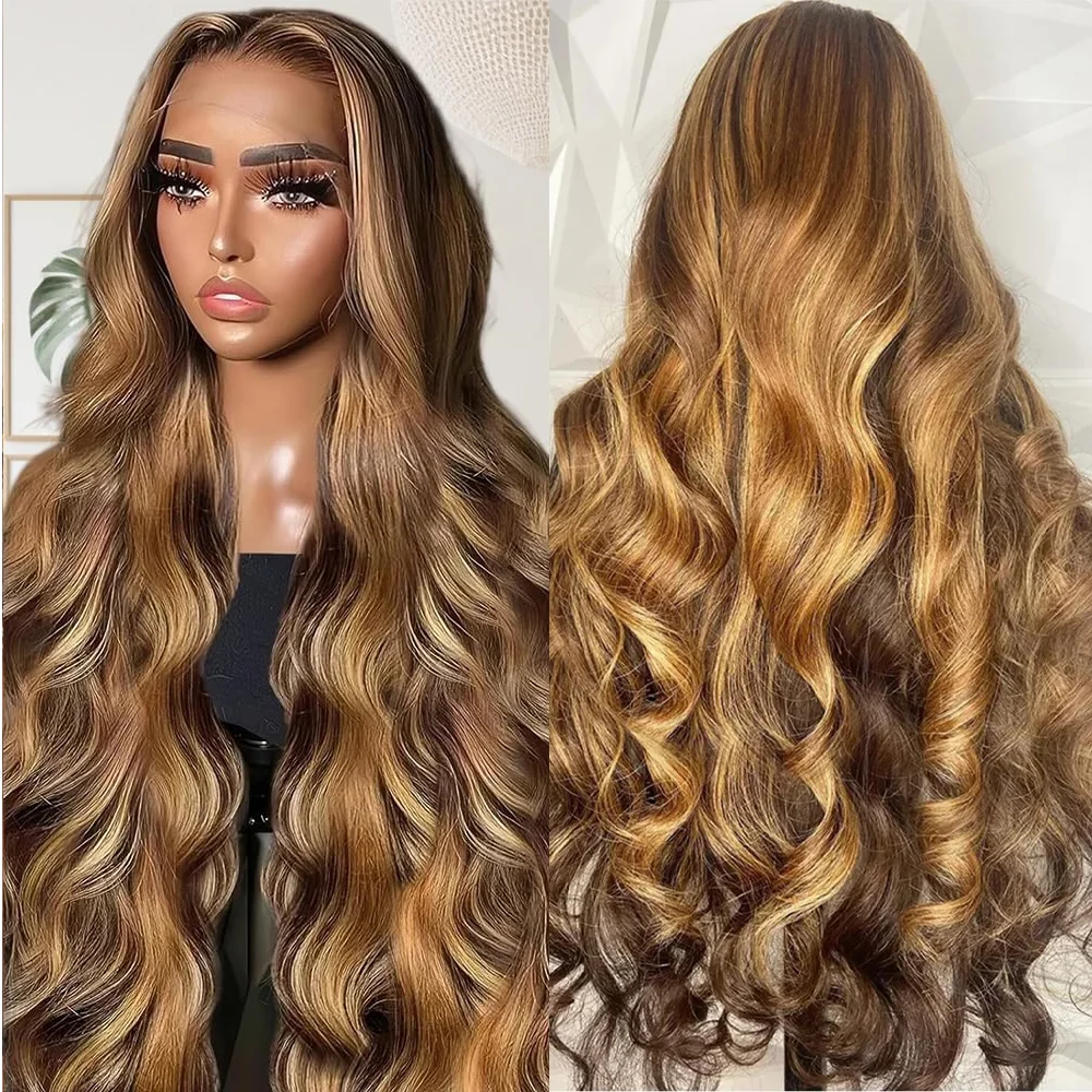 P4/27 Body Wave Human Hair Wig for Women Highlight 13x4 HD Lace Frontal Human Hair Wig 5x5 HD Lace Closure Wig Pre Plucked Baby Hair
