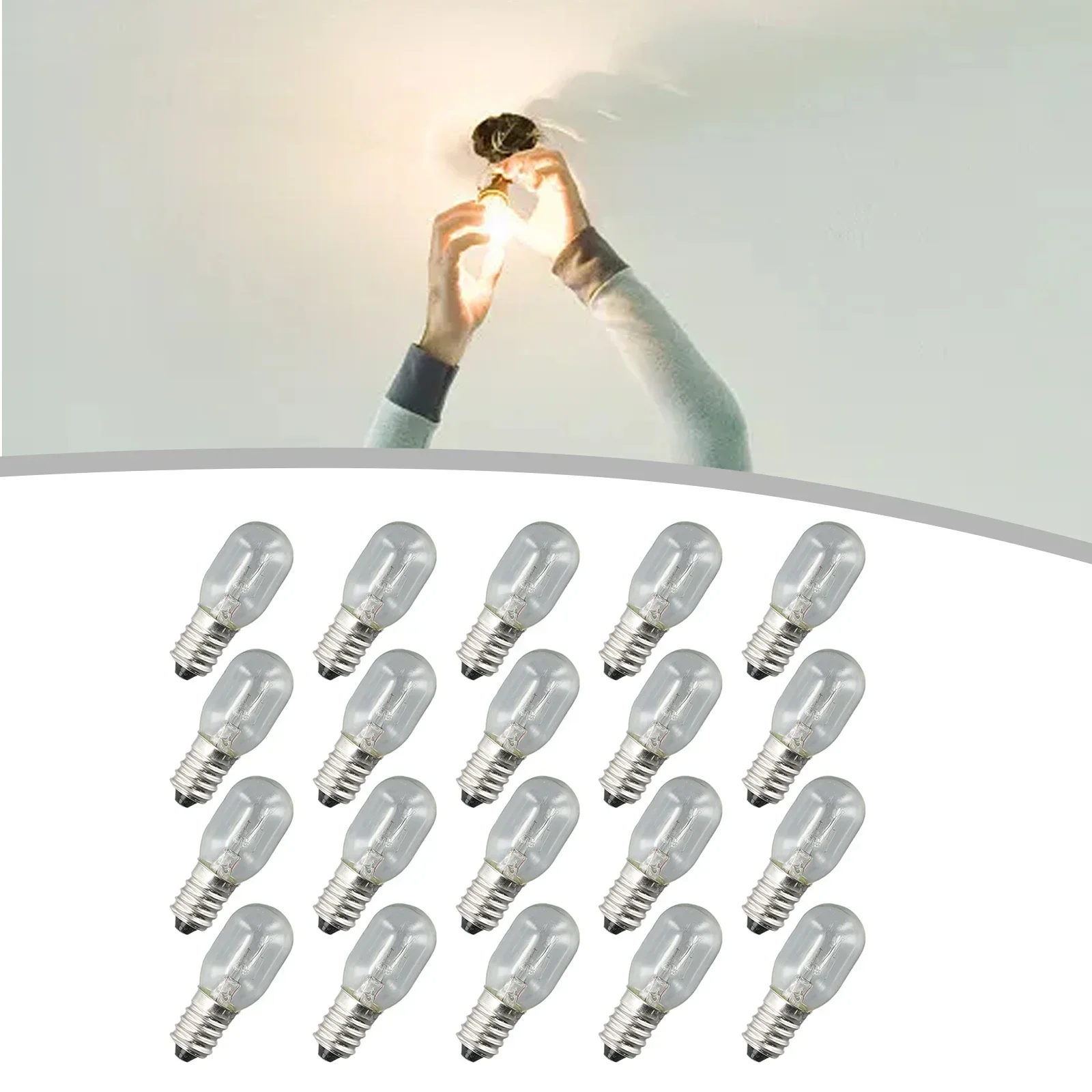 

20pcs Salt Light Bulb 15W E14 Screw Mouth Bulbs 220V-240V High Temperature Resistant Fridge Oven Microwave Bulb